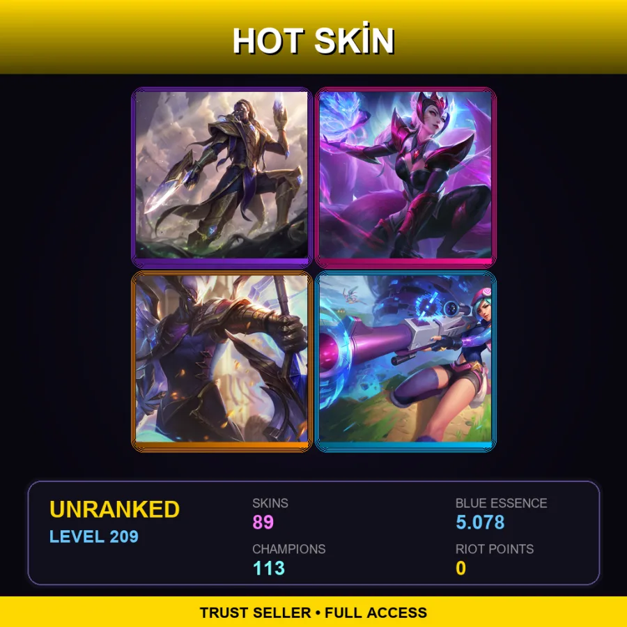 TR | Lv209 | Unranked | 89 Skin | 113 Champ