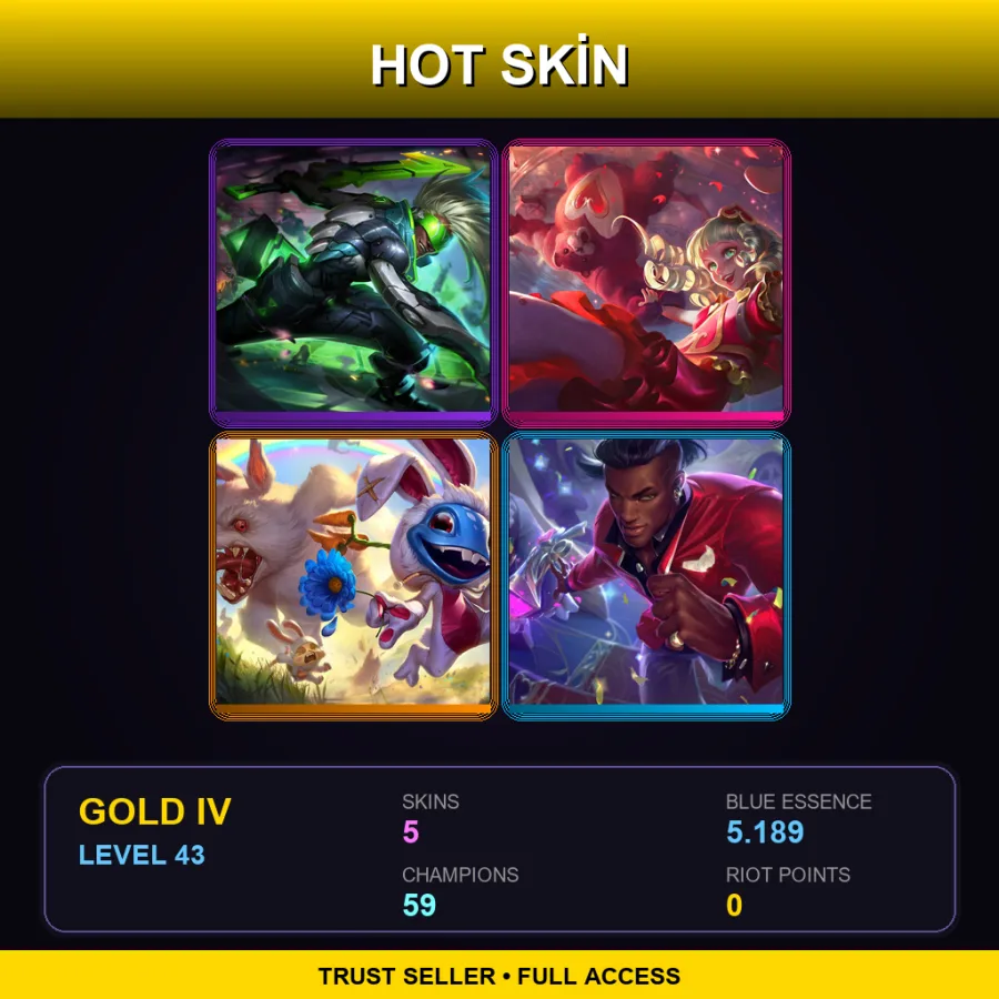 ME | PROJECT: Ekko | Sweetheart Annie | Cottontail Fizz | Heartseeker Lucian | 5 Skin | 59 Champ | Gold IV | Lv43