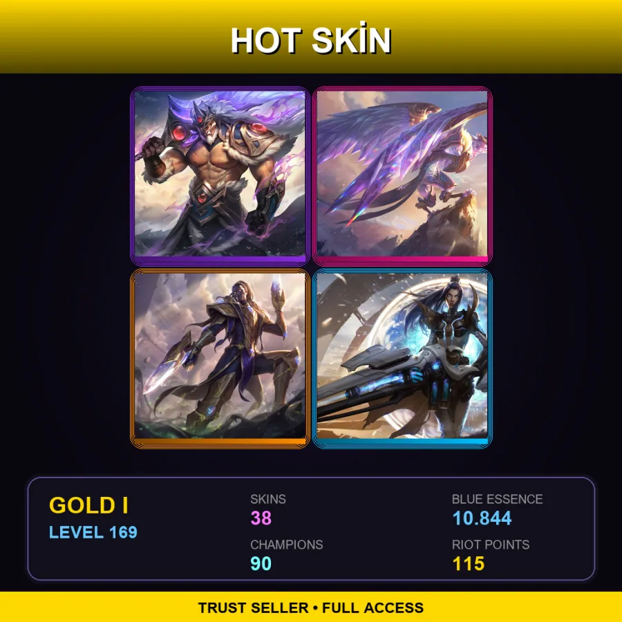 LAN | Lv169 | Gold I | 38 Skin | 90 Champ — LoL account