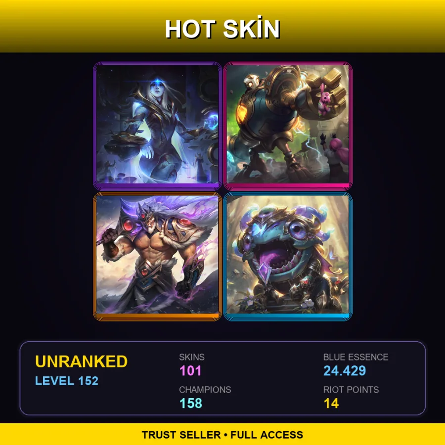 VN | Lv152 | Unranked | 101 Skin | 158 Champ