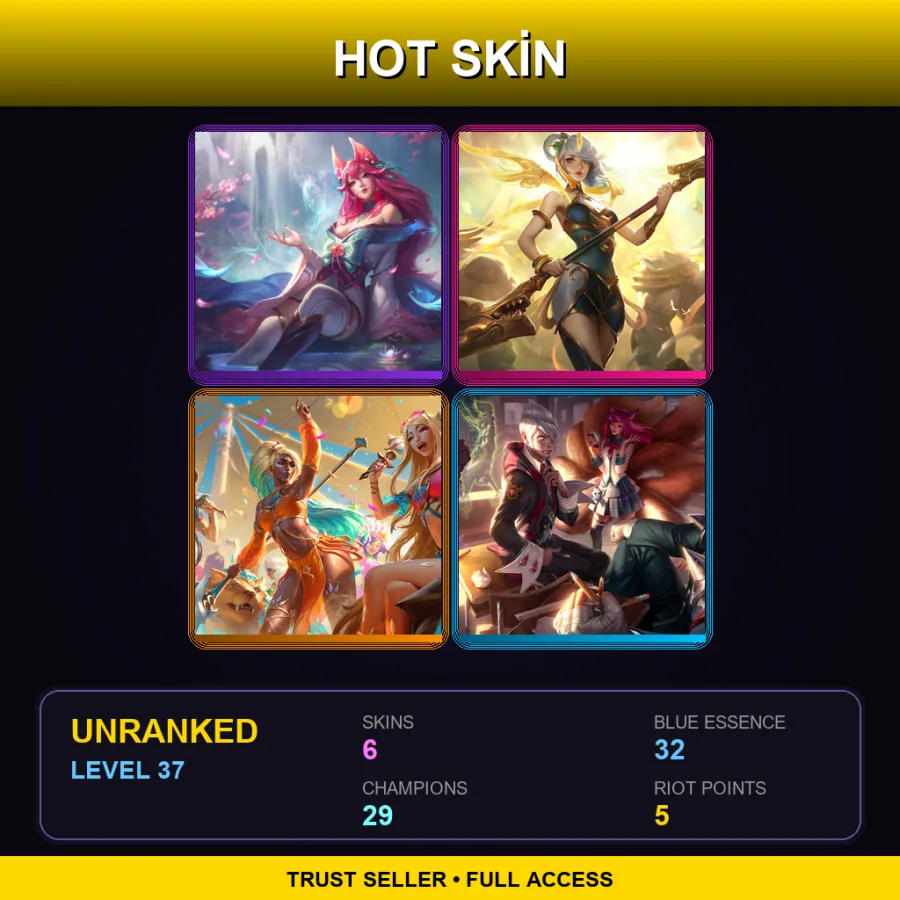 EUW | Lv37 | Unranked | 6 Skin | 29 Champ
