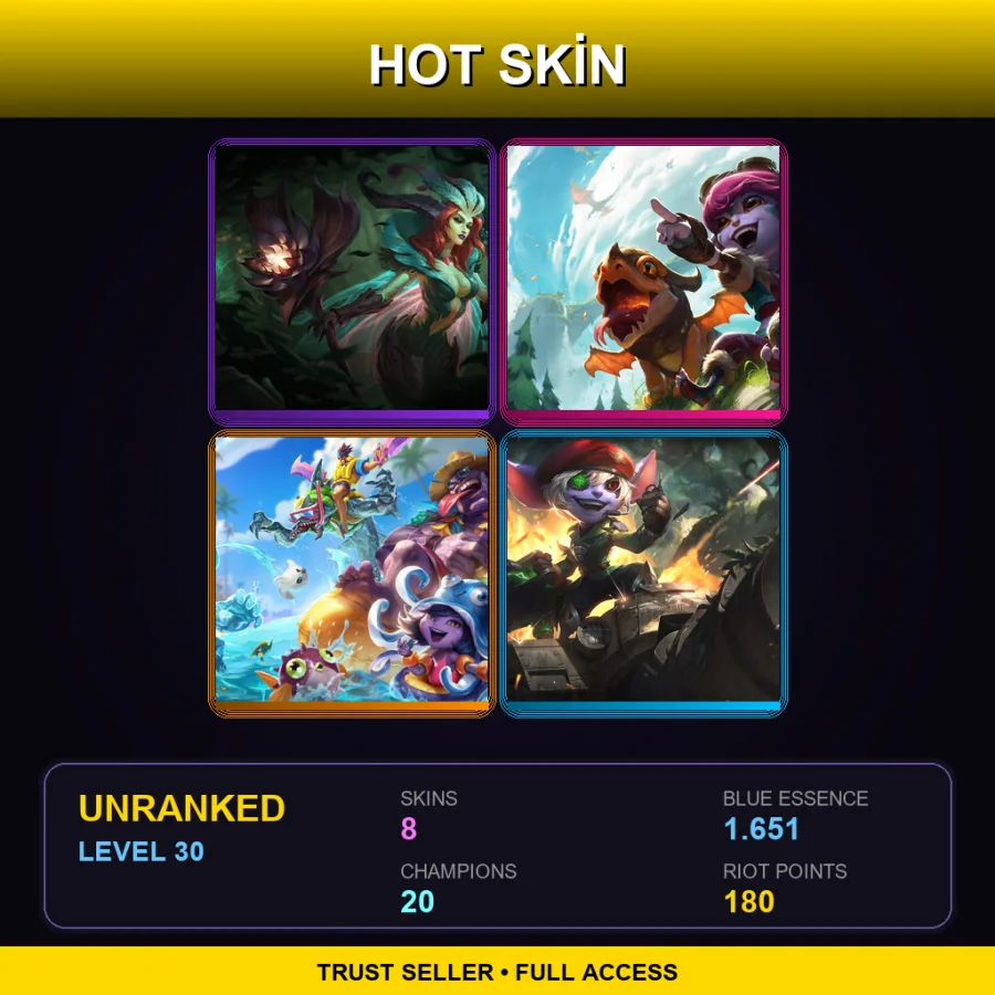 TR | Lv30 | Unranked | 8 Skin | 20 Champ