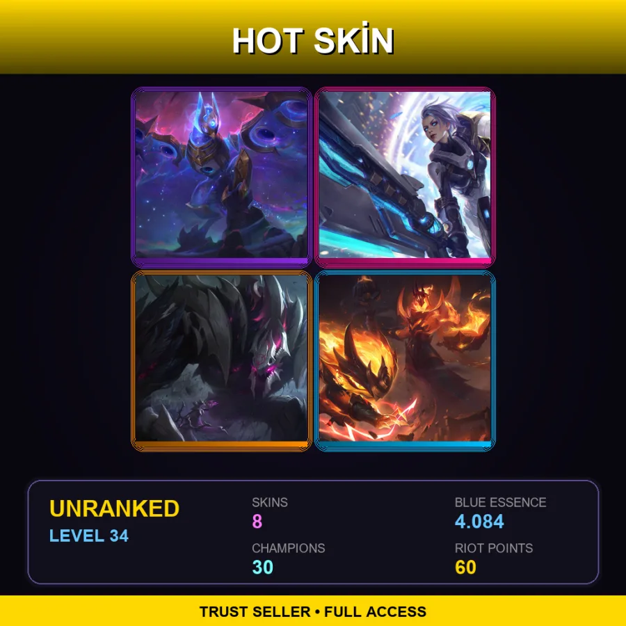 NA | Lv34 | Unranked | 8 Skin | 30 Champ