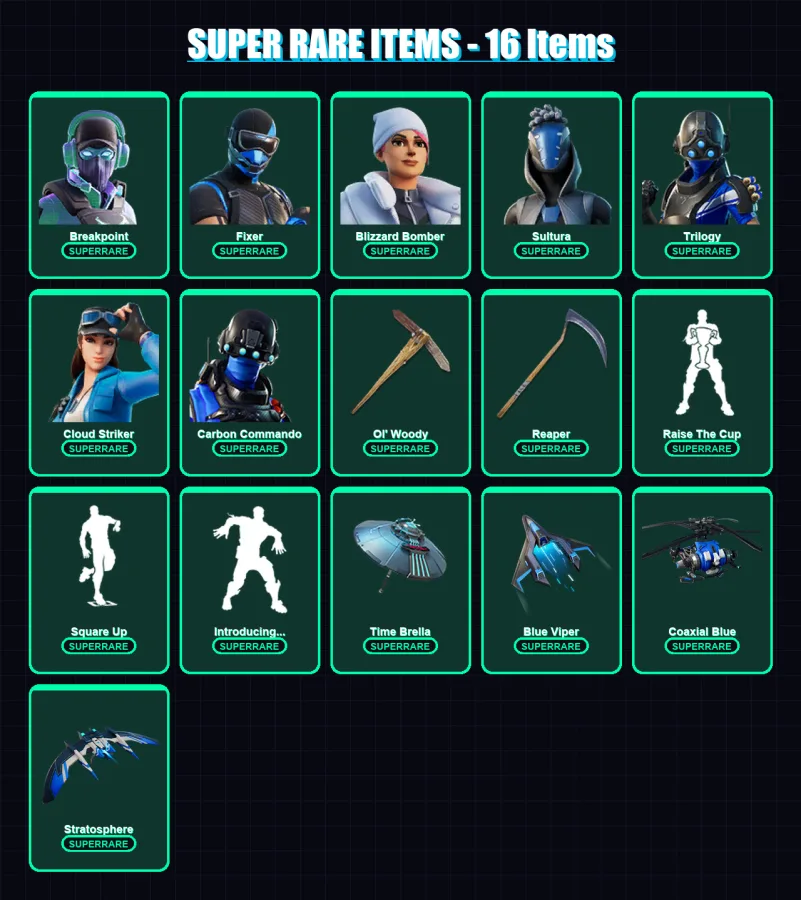 [PS4/PS5/PC] | Breakpoint | Fixer | Blizzard Bomber | Sultura | Trilogy | 191 skin | 195 pickaxe | 181 emote | 133 glider | Lv2174
