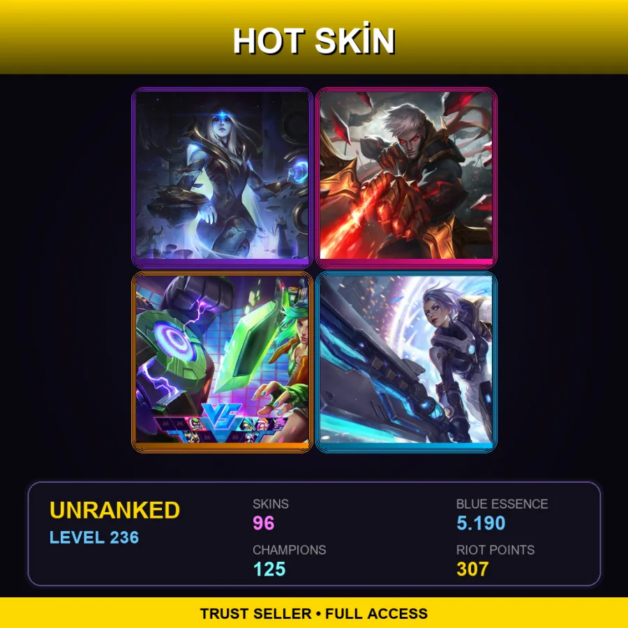 VN | Lv236 | Unranked | 96 Skin | 125 Champ — LoL account