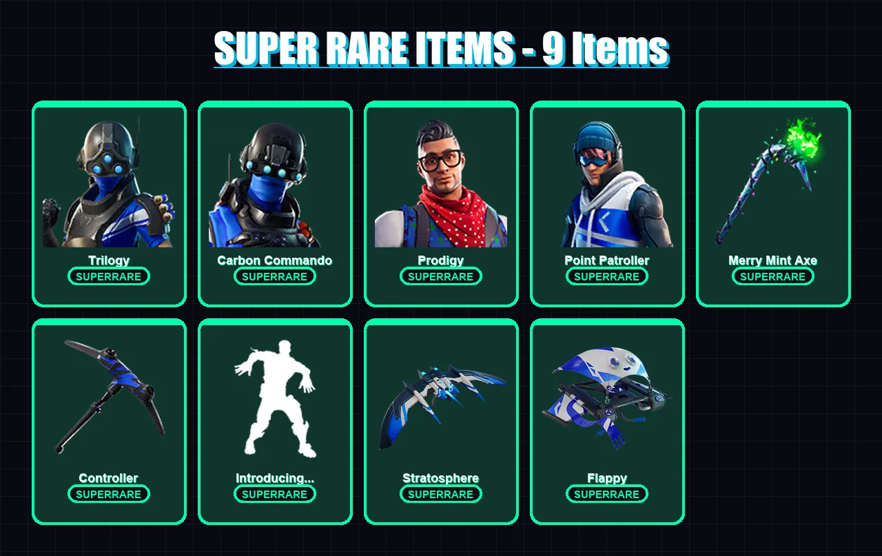 [PC] | Trilogy | Carbon Commando | Prodigy | Point Patroller | Midas | 90 skin | 75 pickaxe | 88 emote | 64 glider | Lv843