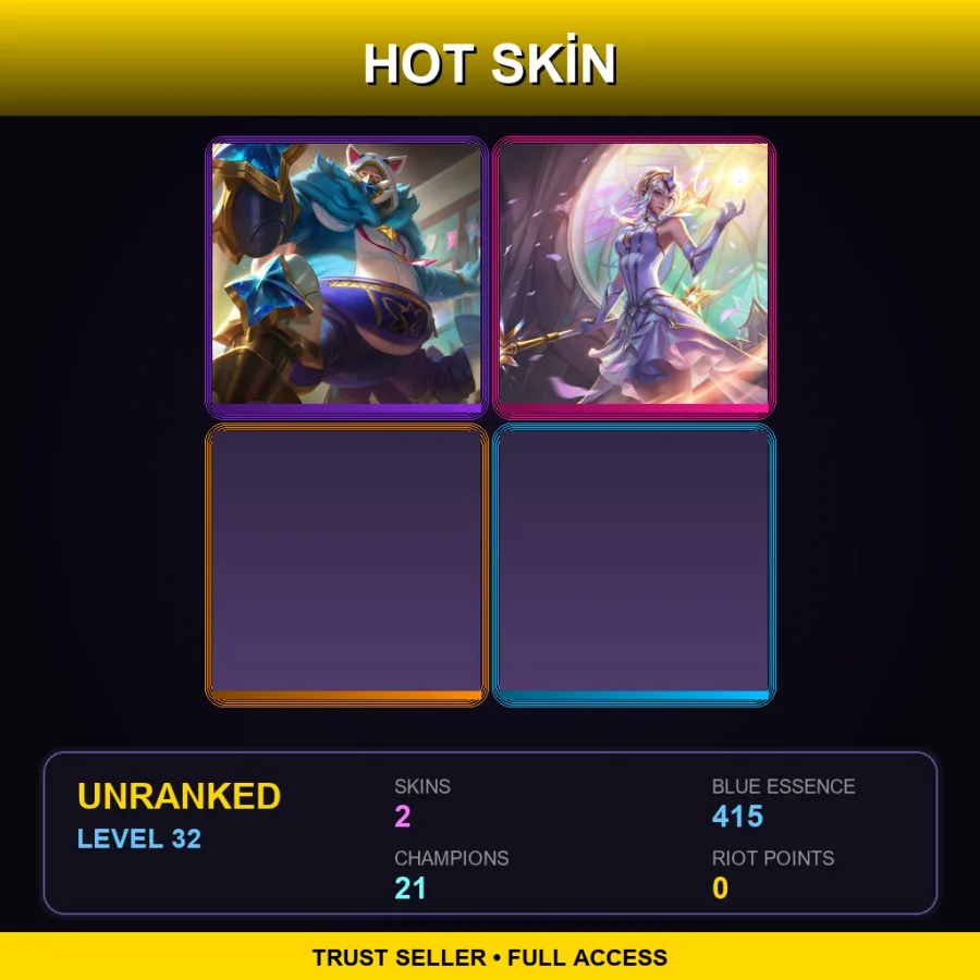 EUW | Lv32 | Unranked | 2 Skin | 21 Champ — LoL account