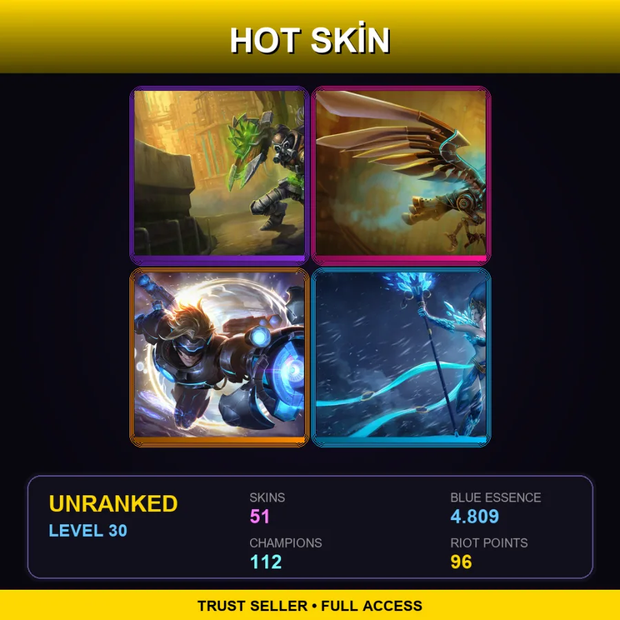 NA | Lv30 | Unranked | 51 Skin | 112 Champ — LoL account