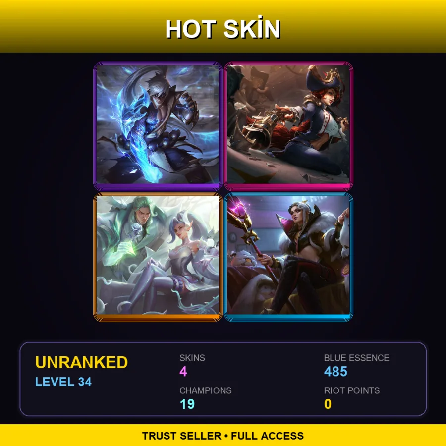 LAS | Lv34 | Unranked | 4 Skin | 19 Champ