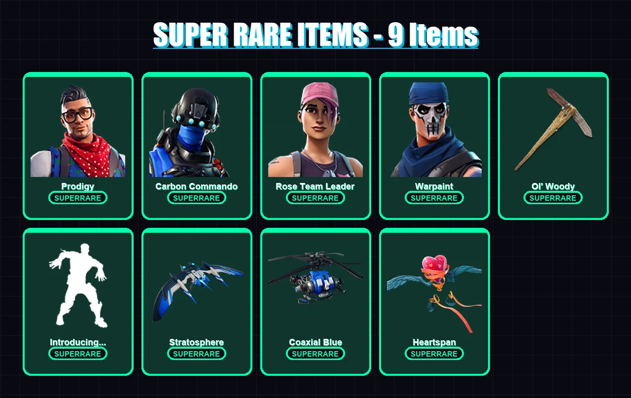 [PS4/PS5/XBOX/PC] | Prodigy | Carbon Commando | Rose Team Leader | Warpaint | Deadpool | 41 skin | 41 pickaxe | 58 emote | 46 glider | Lv526 — Fortnite account