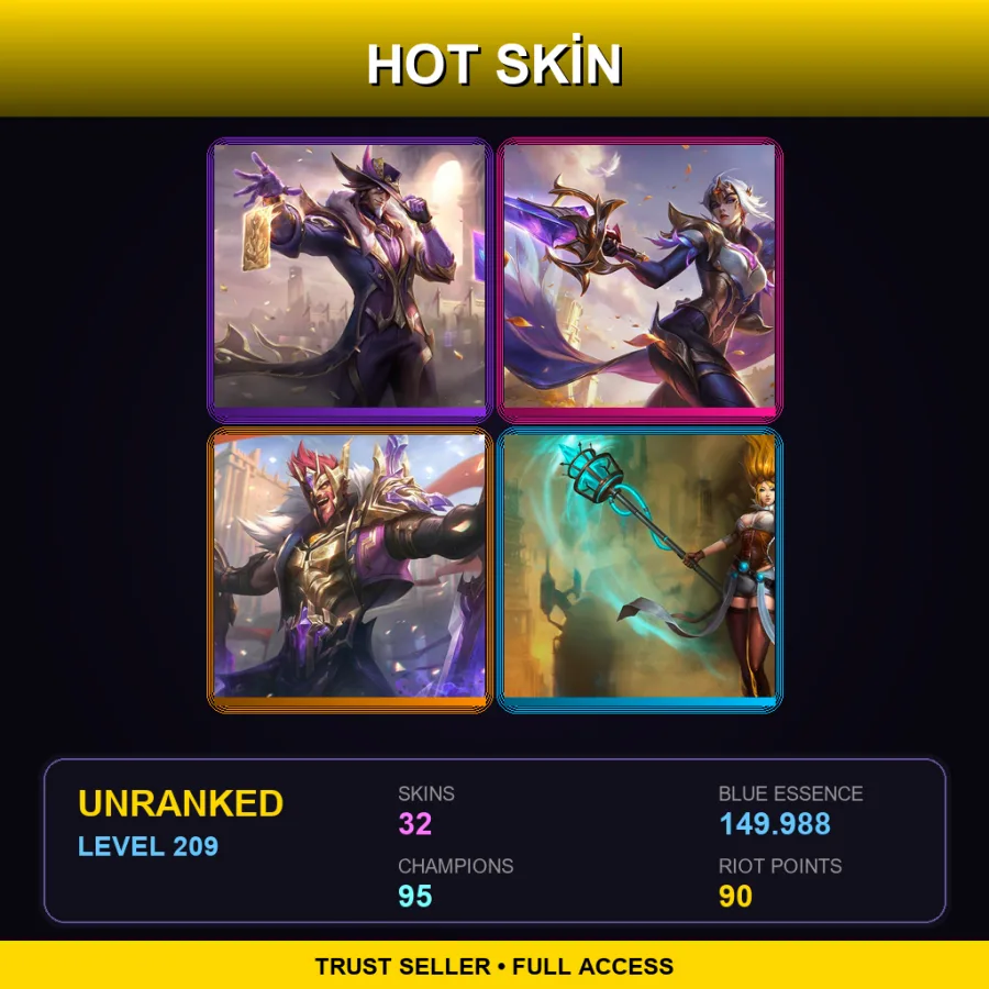EUNE | Victorious Twisted Fate | Victorious Fiora | Victorious Draven | Hextech Janna | 32 Skin | 95 Champ | Lv209