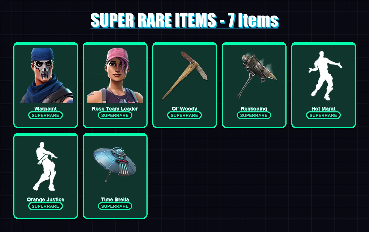 [PC/PSN] | Warpaint | Rose Team Leader | Spectra Knight | The Visitor | The Ice King | 144 skin | 144 pickaxe | 120 emote | 108 glider | Lv1260