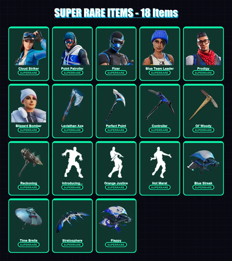 [PS4/PS5/XBOX/PC] | Cloud Striker | Point Patroller | Fixer | Blue Team Leader | Prodigy | 111 skin | 139 pickaxe | 142 emote | 129 glider | Lv2004 — Fortnite account