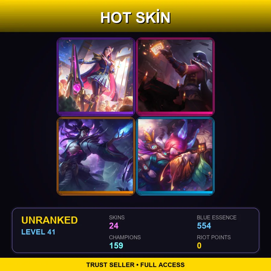 SG | Lv41 | Unranked | 24 Skin | 159 Champ — LoL account