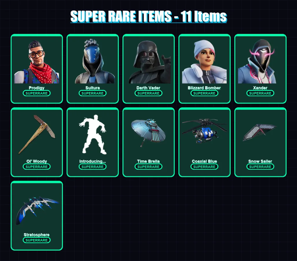 [PC/XBOX] | Prodigy | Sultura | Darth Vader | Blizzard Bomber | Xander | 161 skin | 194 pickaxe | 166 emote | 154 glider | Lv1992