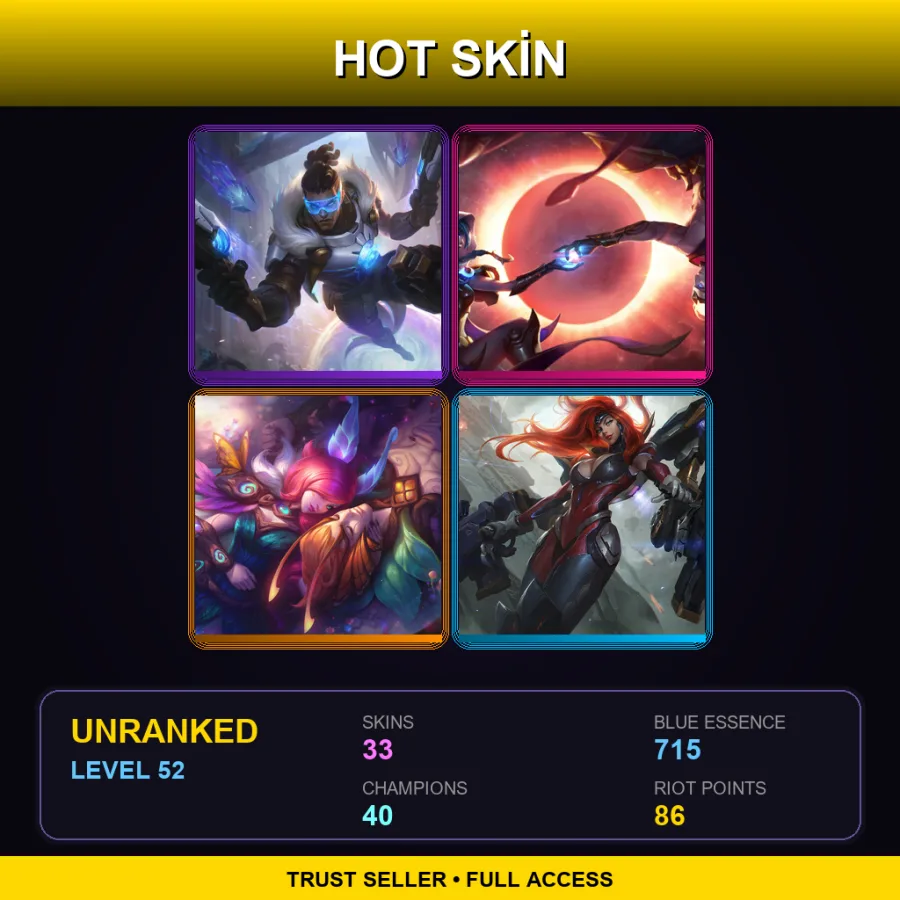 EUW | Lv52 | Unranked | 33 Skin | 40 Champ