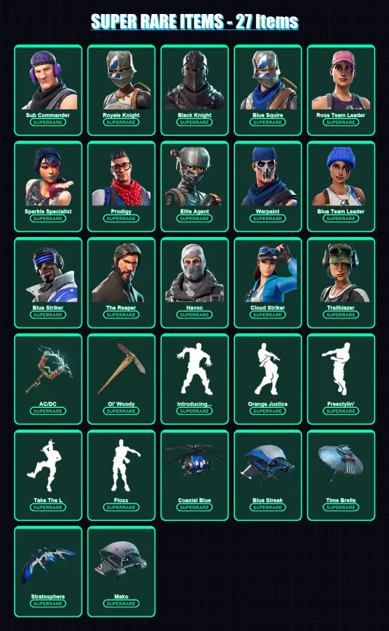 [PS4/PS5/XBOX/PC] | Sub Commander | Royale Knight | Black Knight | 86 skin | Lv928