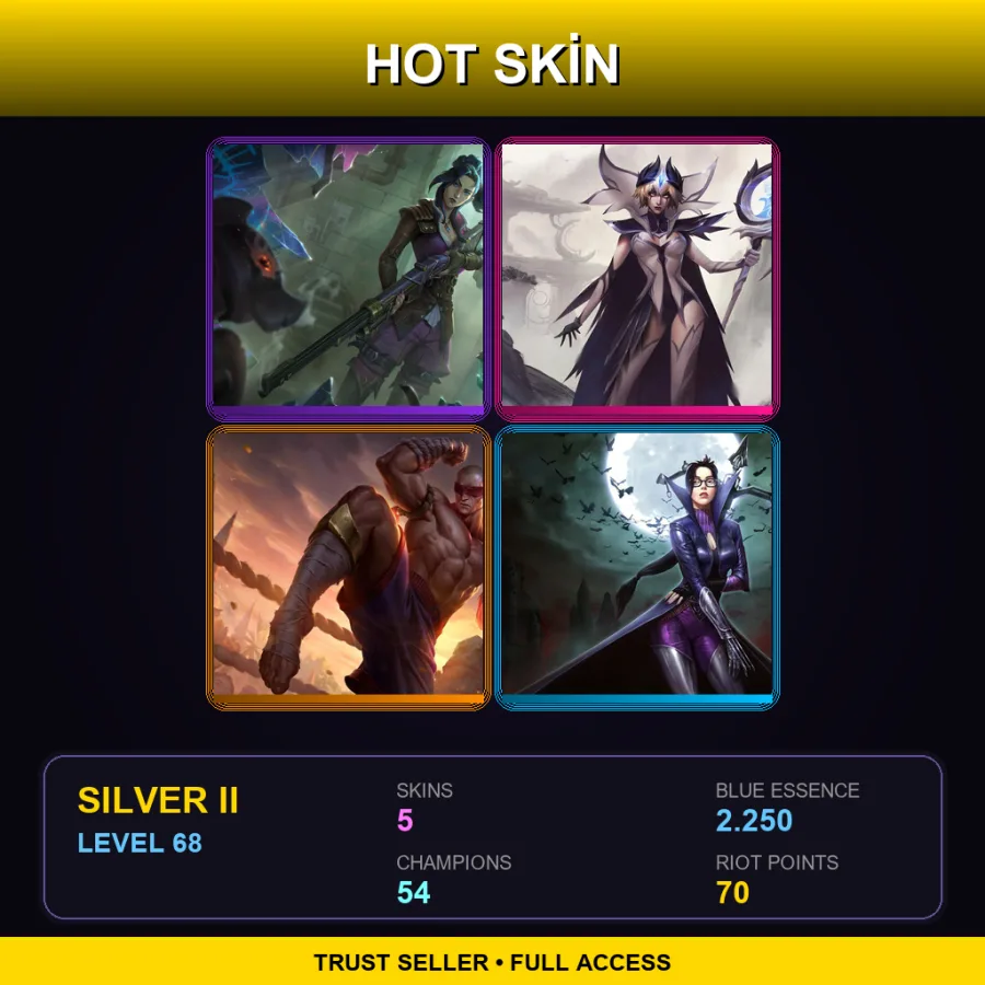 EUW | Lv68 | Silver II | 5 Skin | 54 Champ