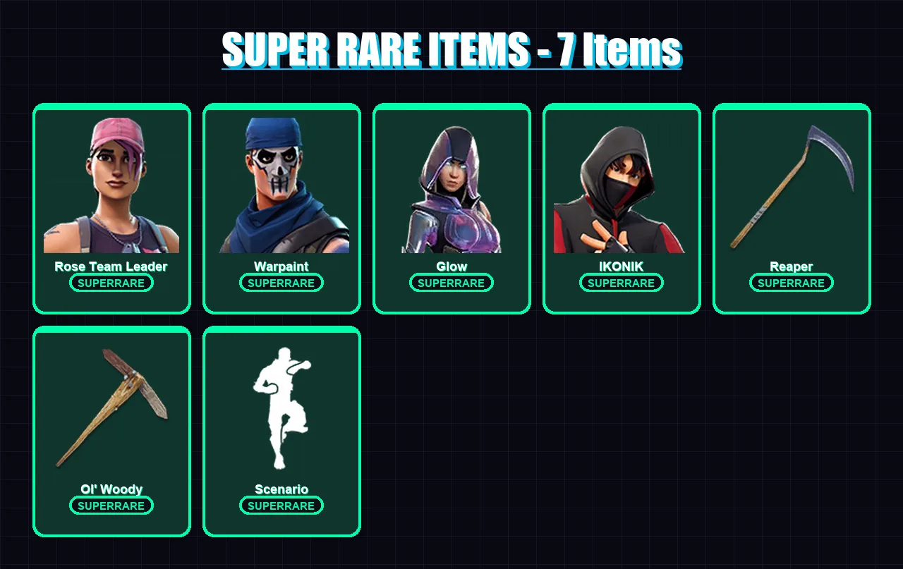 [PC/PSN] | Rose Team Leader | Warpaint | Glow | IKONIK | Fusion | 50 skin | 39 pickaxe | 64 emote | 36 glider | Lv363