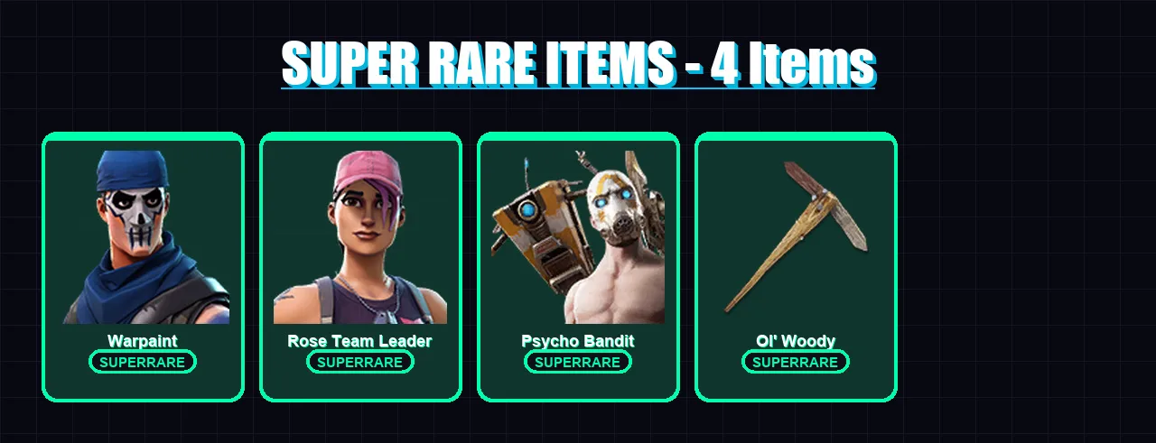 [PC/XBOX] | Warpaint | Rose Team Leader | Psycho Bandit | Blackheart | Catalyst | 26 skin | 33 pickaxe | 18 emote | 25 glider | Lv194 — Fortnite account