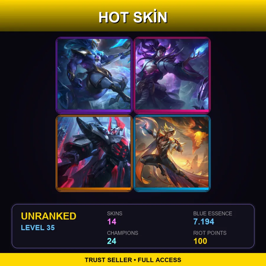 ME | Lv35 | Unranked | 14 Skin | 24 Champ — LoL account