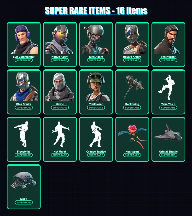 [PC/PSN] | Sub Commander | Rogue Agent | Elite Agent | Royale Knight | The Reaper | 76 skin | 59 pickaxe | 73 emote | 66 glider | Lv786