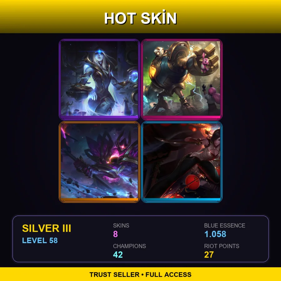 SG | Lv58 | Silver III | 8 Skin | 42 Champ