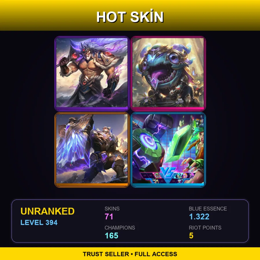 BR | Lv394 | Unranked | 71 Skin | 165 Champ — LoL account