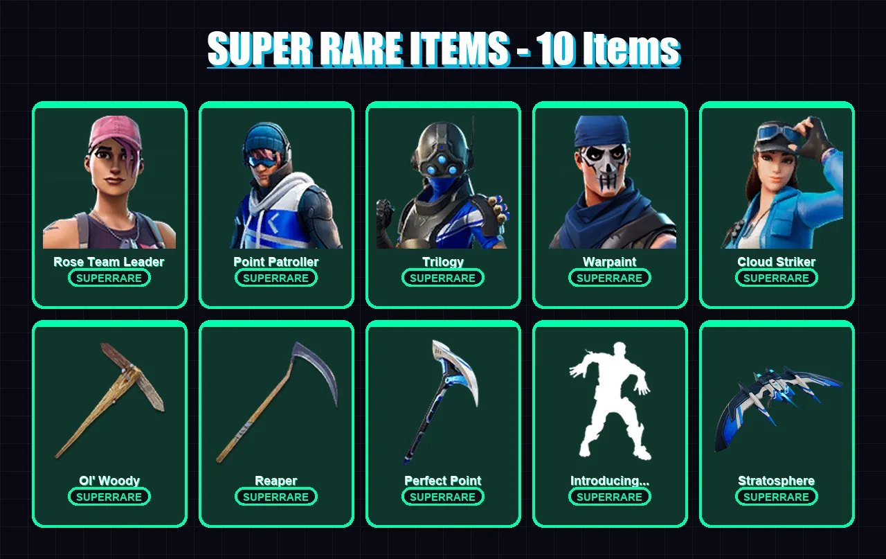 [PC/XBOX/PSN] | Rose Team Leader | Point Patroller | Trilogy | Warpaint | Cloud Striker | 103 skin | 139 pickaxe | 88 emote | 96 glider | Lv1600