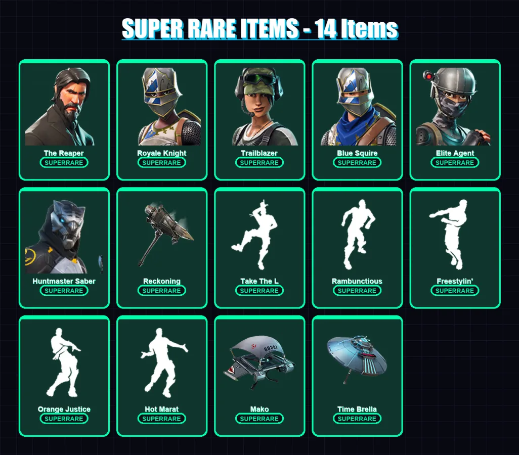[PC/PSN] | The Reaper | Royale Knight | Trailblazer | Blue Squire | Elite Agent | 78 skin | 63 pickaxe | 70 emote | 79 glider | Lv981