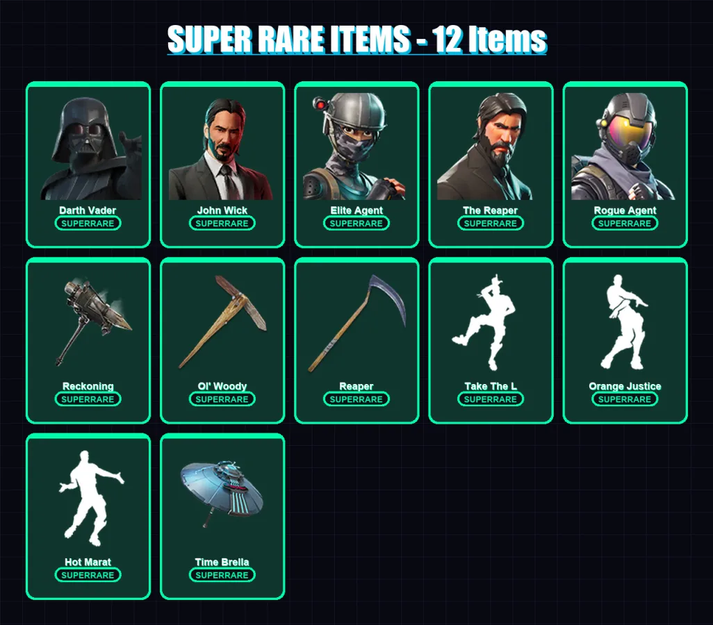 [PC/XBOX/PSN] | Darth Vader | John Wick | Elite Agent | The Reaper | Rogue Agent | 331 skin | 354 pickaxe | 273 emote | 225 glider | Lv3396