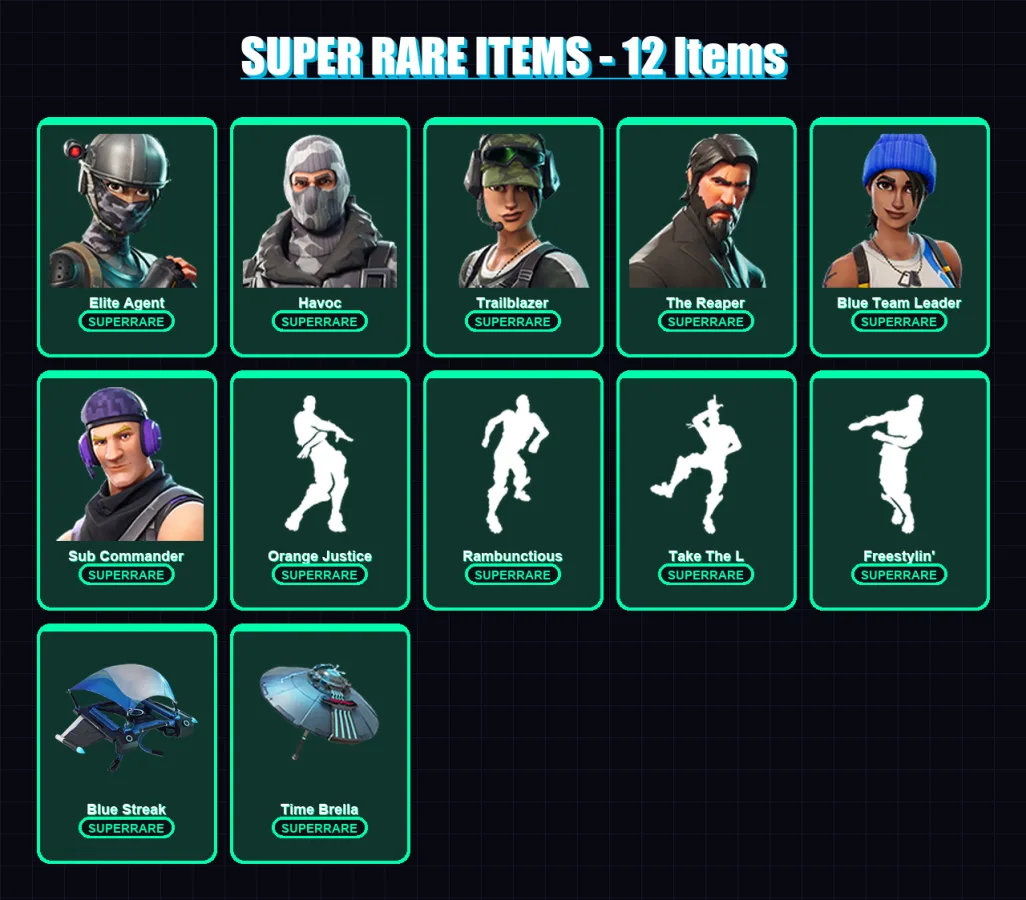 [PC/XBOX] | Elite Agent | Havoc | Trailblazer | The Reaper | Blue Team Leader | 45 skin | 76 pickaxe | 46 emote | 58 glider | Lv980
