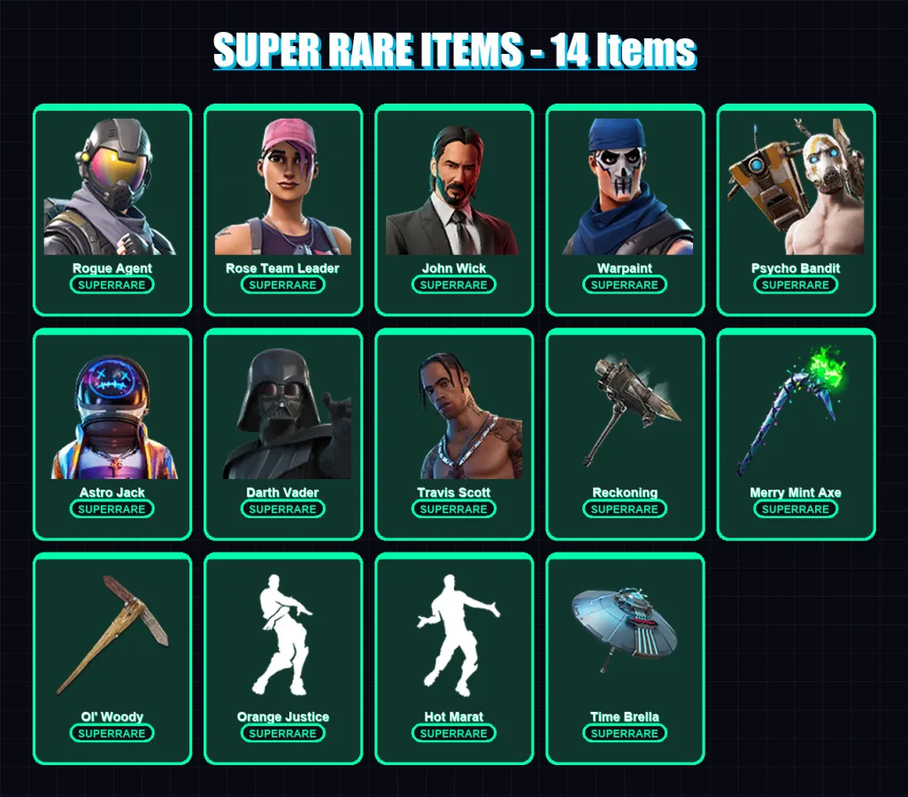 [PC/XBOX/PSN] | Rogue Agent | Rose Team Leader | John Wick | Warpaint | Psycho Bandit | 486 skin | 447 pickaxe | 482 emote | 313 glider | Lv8365