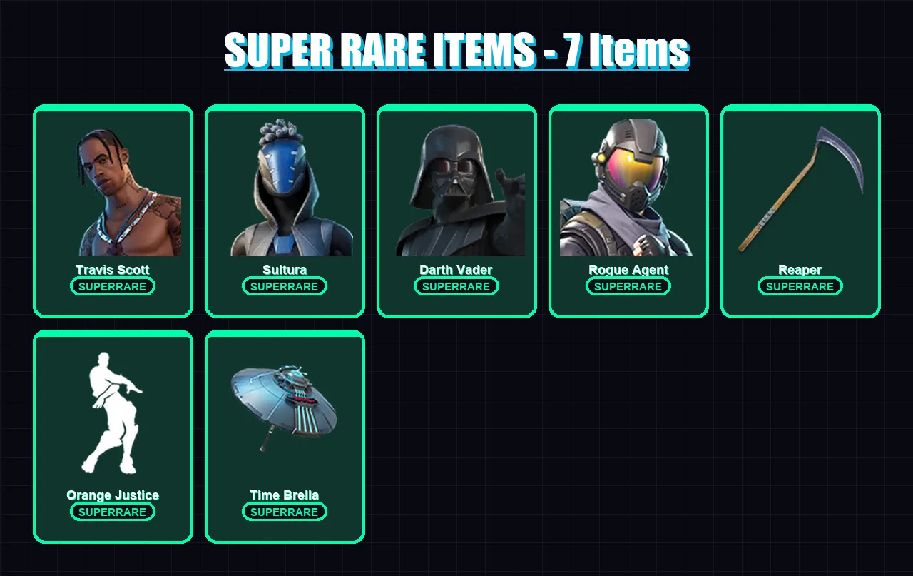 [PS4/PS5/XBOX/PC] | Travis Scott | Sultura | Darth Vader | Rogue Agent | The Imagined | 191 skin | 204 pickaxe | 178 emote | 175 glider | Lv2931 — Fortnite account