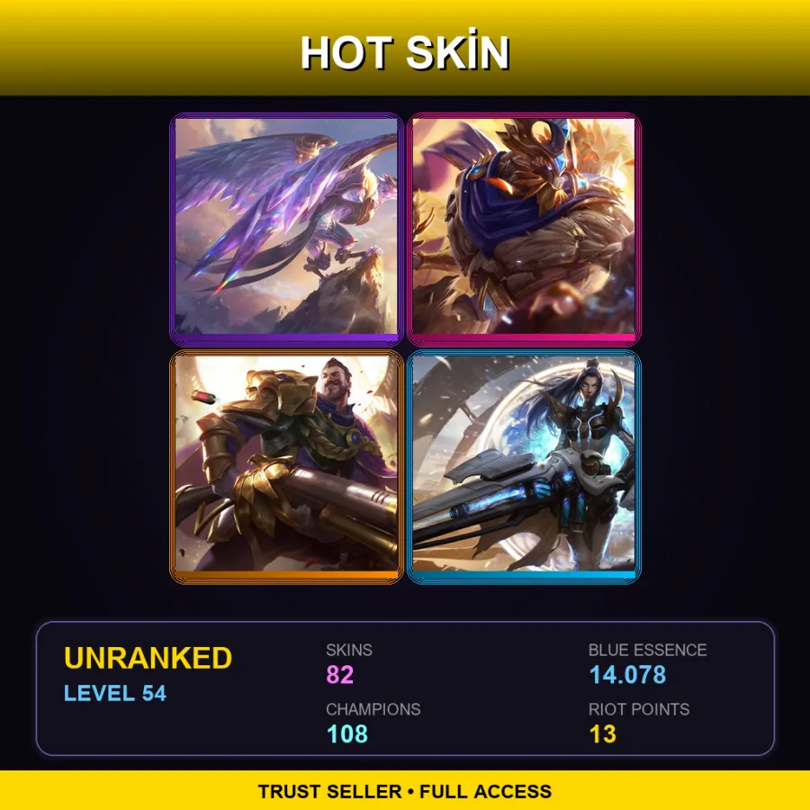 SG | Lv54 | Unranked | 82 Skin | 108 Champ — LoL account