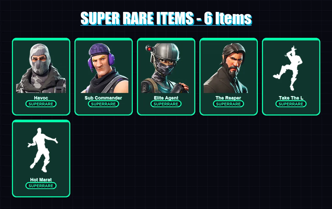 [PS4/PS5/XBOX/PC] | Havoc | Sub Commander | Elite Agent | The Reaper | Dark Voyager | 40 skin | 45 pickaxe | 53 emote | 44 glider | Lv796 — Fortnite account