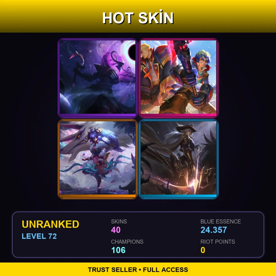 VN | Lv72 | Unranked | 40 Skin | 106 Champ
