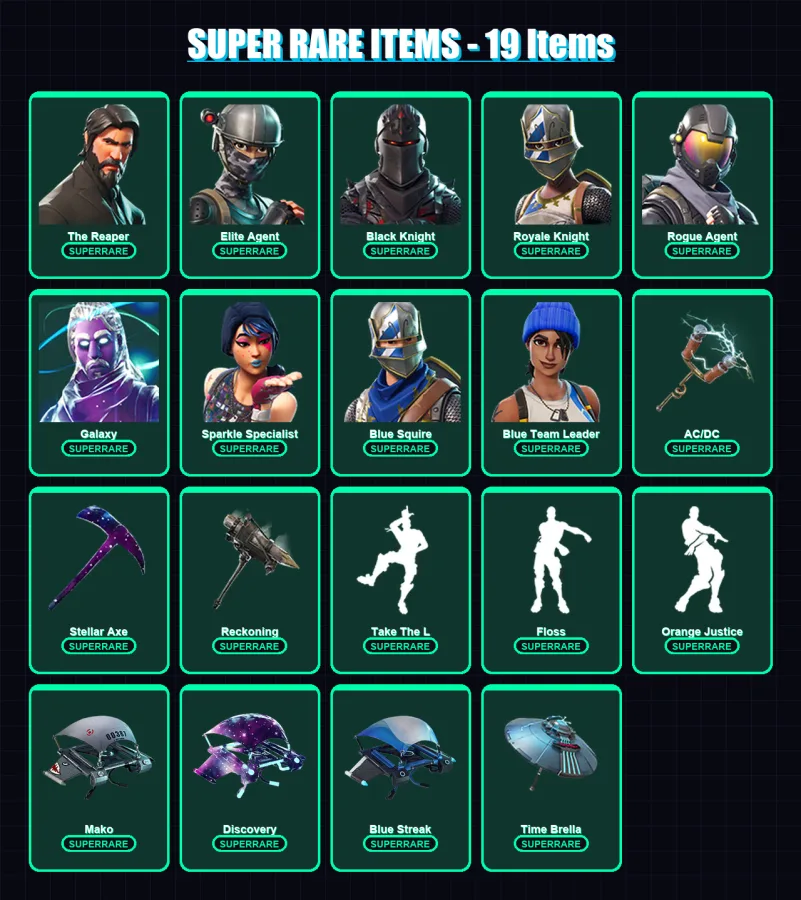 [PC/XBOX] | The Reaper | Elite Agent | Black Knight | Royale Knight | Rogue Agent | 126 skin | 154 pickaxe | 127 emote | 135 glider | Lv1657