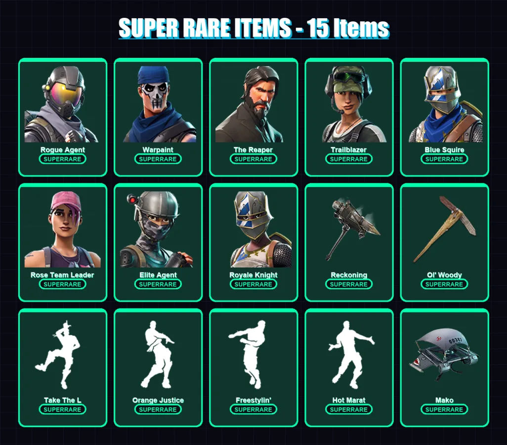 [PC/XBOX/PSN] | Rogue Agent | Warpaint | The Reaper | Trailblazer | Blue Squire | 67 skin | 69 pickaxe | 59 emote | 67 glider | Lv901