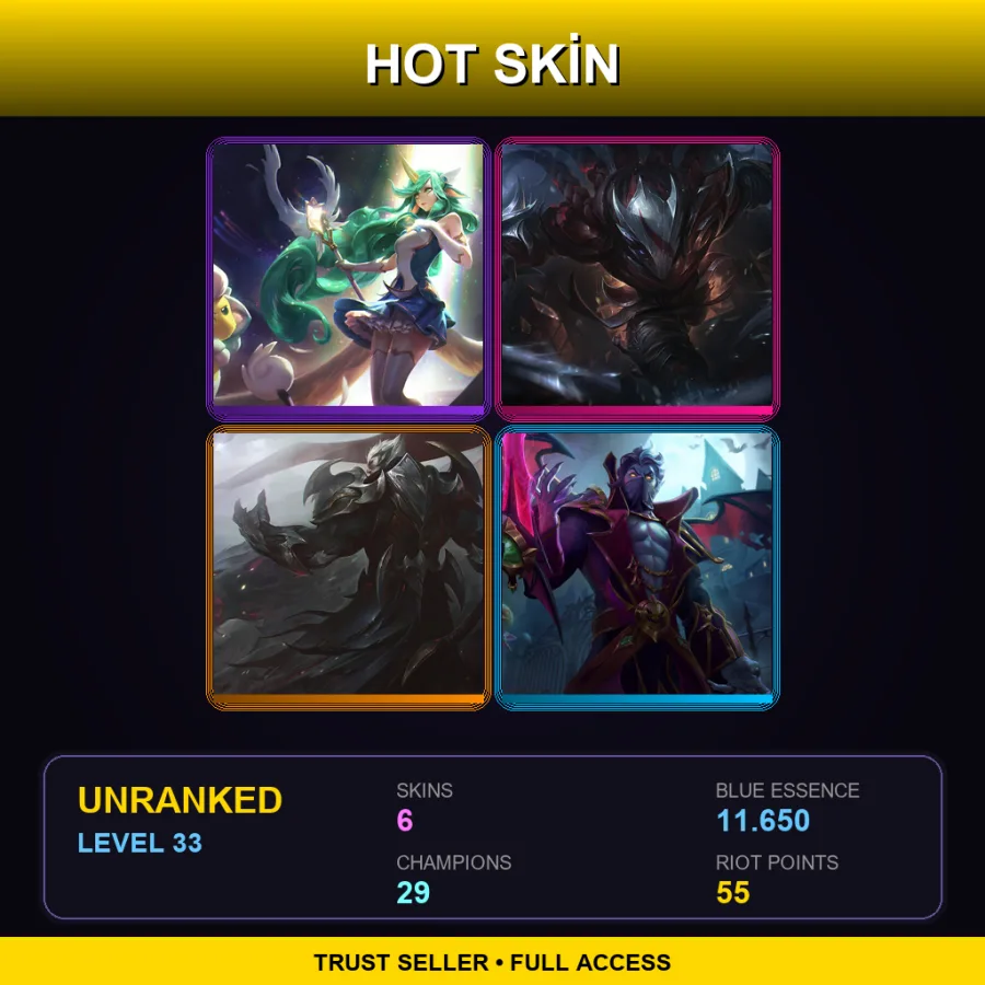 EUW | Star Guardian Soraka | Blood Moon Talon | God-King Darius | Count Kassadin | 6 Skin | 29 Champ | Lv33