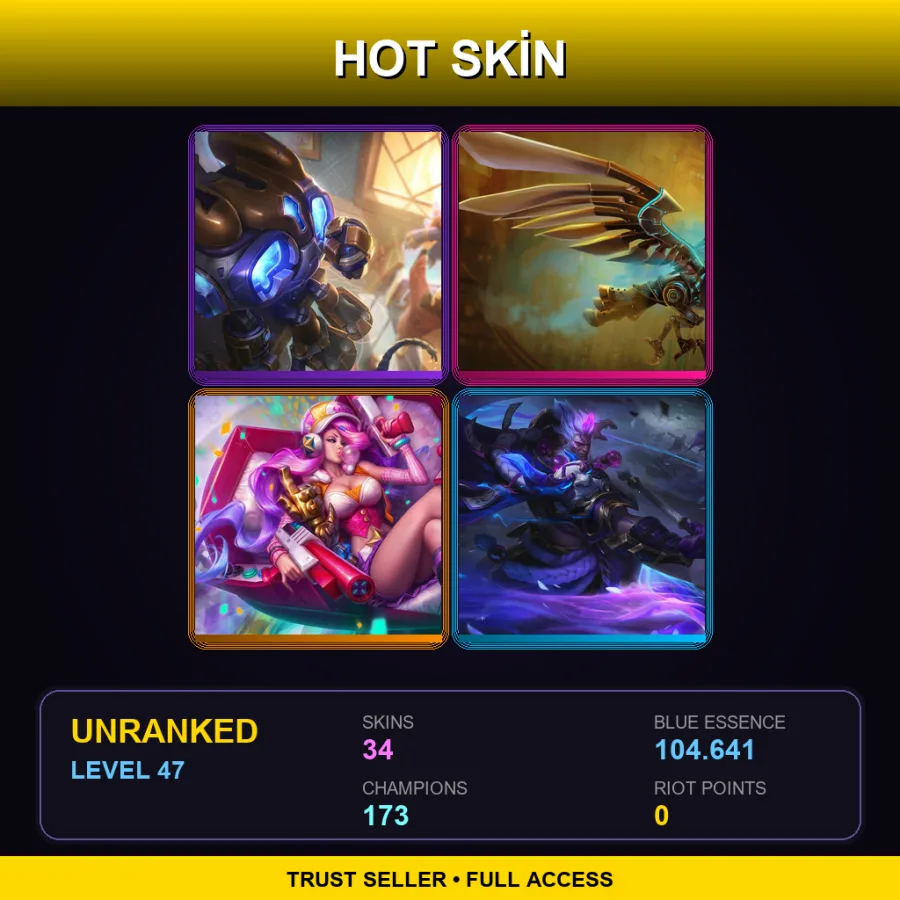 SG | Lv47 | Unranked | 34 Skin | 173 Champ