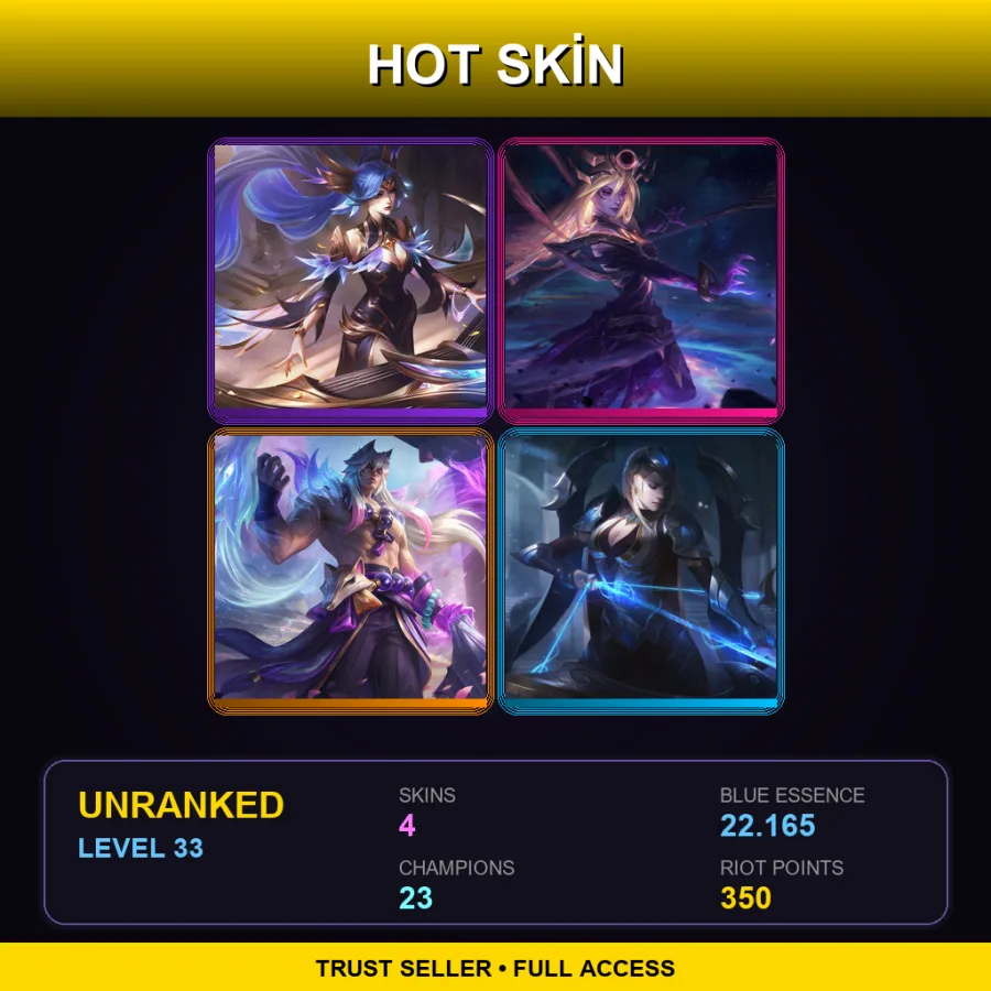 NA | Lv33 | Unranked | 4 Skin | 23 Champ — Unranked / Smurf League of Legends