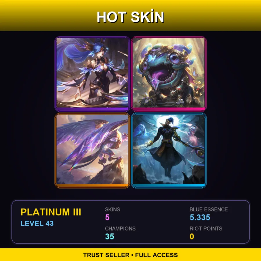 EUW | Lv43 | Platinum III | 5 Skin | 35 Champ — LoL account