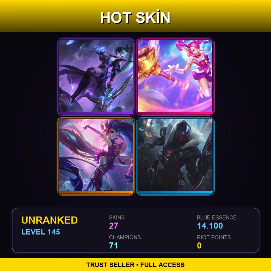 LAN | Spirit Blossom Vayne | Star Guardian Lux | Star Guardian Zoe | PROJECT: Jhin | 27 Skin | 71 Champ | Lv145