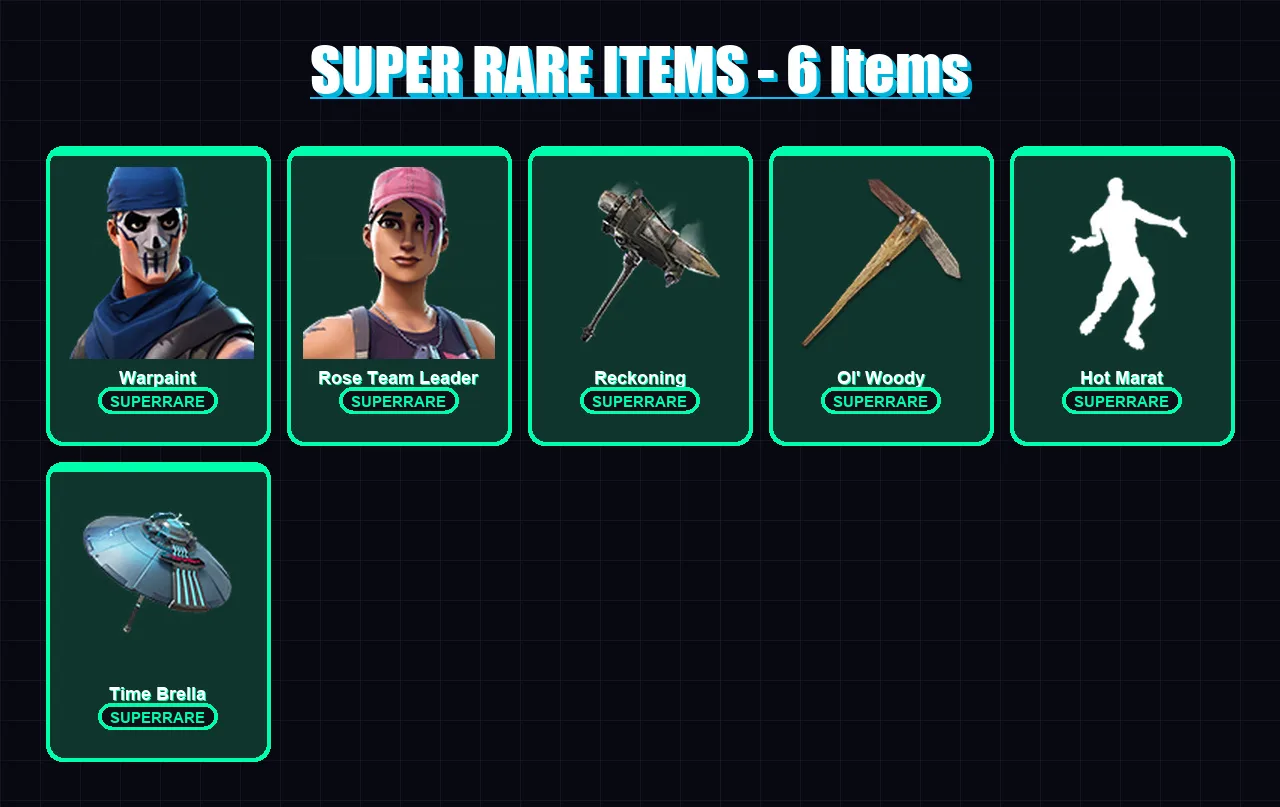 [PC/XBOX/PSN] | Warpaint | Rose Team Leader | The Origin | Drift | Hybrid | 40 skin | 59 pickaxe | 46 emote | 64 glider | Lv788