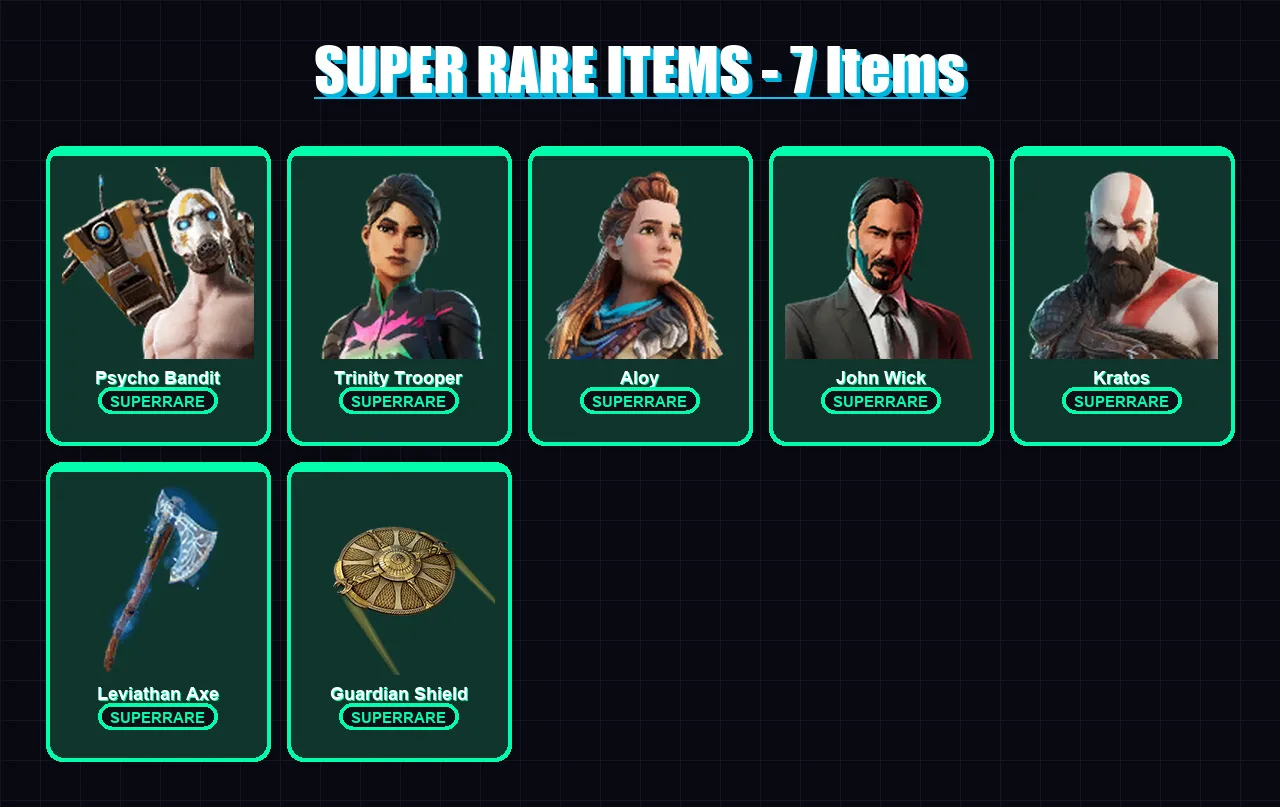 [PC/XBOX/PSN] | Psycho Bandit | Trinity Trooper | Aloy | John Wick | Kratos | 163 skin | 109 pickaxe | 46 emote | 63 glider | Lv528