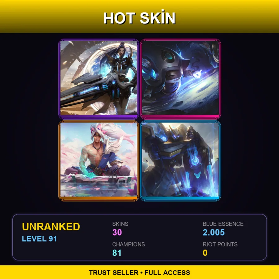 RU | Lv91 | Unranked | 30 Skin | 81 Champ