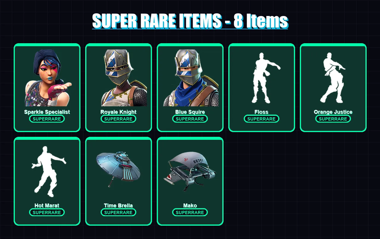[PC/XBOX/PSN] | Sparkle Specialist | Royale Knight | Blue Squire | Blackheart | The Visitor | 25 skin | 50 pickaxe | 63 emote | 68 glider | Lv1243