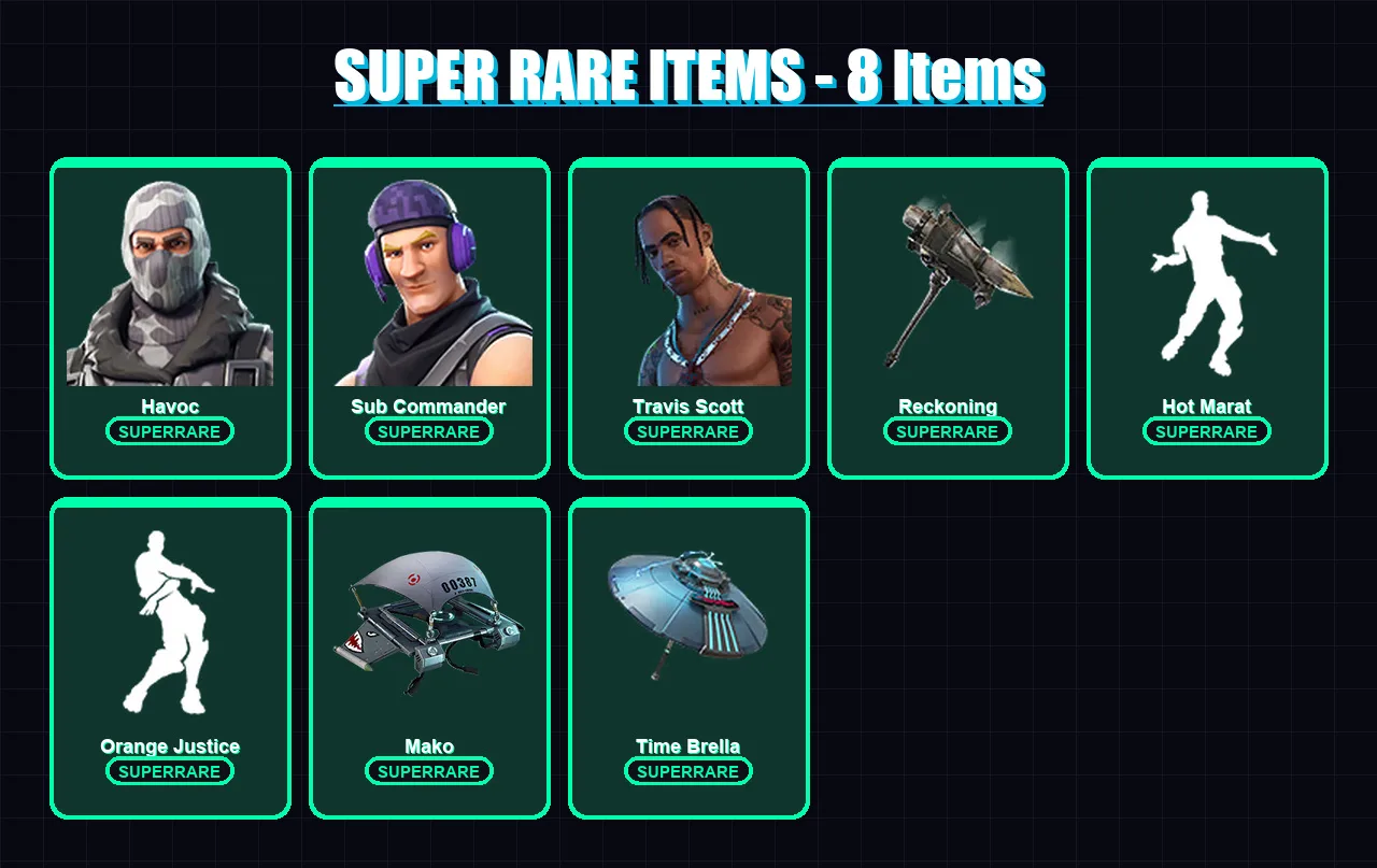 [PS4/PS5/XBOX/PC] | Havoc | Sub Commander | Travis Scott | Drift | Ragnarok | 60 skin | 81 pickaxe | 82 emote | 79 glider | Lv1191