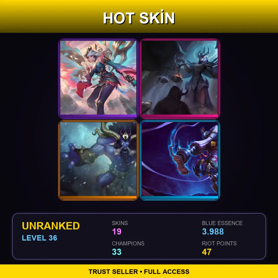 NA | Lv36 | Unranked | 19 Skin | 33 Champ